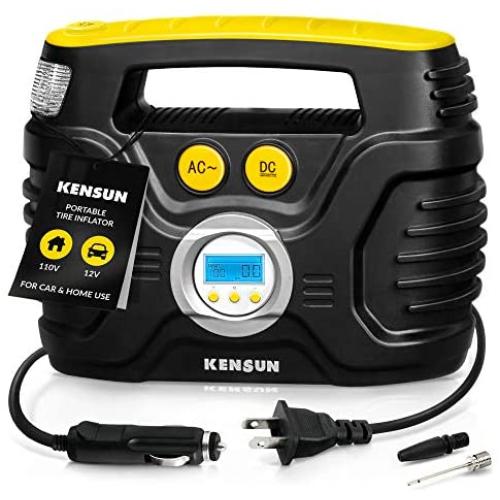 Kensun AC/DC Tire Inflator Pump for Car 12V DC and Home 110V AC Swift Performance 2.0 Portable Air Compressor Pump for Car and Home