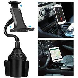 Phone Car Holder TOOVREN Cup Holder Mount Cell Phone/Tablet Cupholder Cradle with Adjustable Gooseneck for Apple iPad Pro/iPhone 11 Pro Max/X/XR/XS Max/8/7 Plus, Samsung Note 10+/s9 Plus/Google Pixel