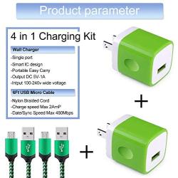Android Wall Charger Micro Cable Kit,One Port Charging Head Plug Block with 6ft Micro USB Cord Compatible Samsung Galaxy S7 S6 Active J3 J7 J8, HTC, LG K50S K20 K30, Google Nexus 10 7 9, Android Phone