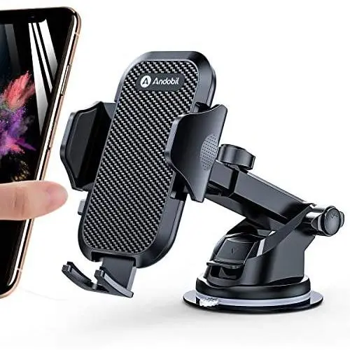andobil Car Phone Mount Easy Clamp, Ultimate Hands-Free Phone Holder for Car Dashboard Air Vent Windshield, Super Suction Compatible with iPhone 11/11 Pro/8 Plus/8/SE/X/XR/XS/7 Samsung S20/S10/Note 20 andobil Car Phone Mount Easy Clamp, Ultimate Hands-Free Phone Holder for Car Dashboard Air Vent Windshield, Super Suction Compatible with iPhone 11/11 Pro/8 Plus/8/SE/X/XR/XS/7 Samsung S20/S10/Note 20