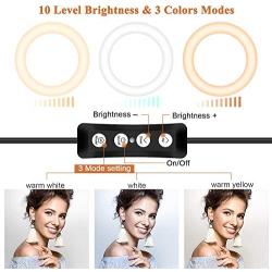 8 Ring Light with Tripod Stand & Phone Holder for Selfie, Makeup,Live Streaming & YouTube Video,3 Light Modes and 10 Brightness Level,Dimmable Desk Makeup Ring Light