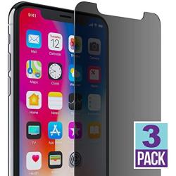 FlexGear Privacy Screen Protector for iPhone X Xs [New Generation] Tempered Glass (3-Pack)