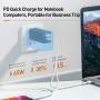 USB C Wall Charger, Baseus 65W Fast Portable 3 Port Charger [GaN Tech], USB-C QC PD 3.0 Power Adapter, Type C Charging Block for iPhone 11 Pro, iPad Pro, MacBook, Surface, USBC Laptop, Samsung, Pixel