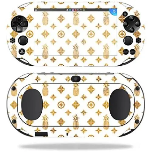 MightySkins Skin Compatible with Sony PS Vita (Wi-Fi 2nd Gen) wrap Cover Sticker Skins Gold Pineapples