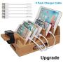 Bamboo Charging Station Organizer for Multiple Devices & Wood Desktop Docking Charging Stand Such As Cell Phone, Tablets, Phone Case and Watch Stand - Pezin & Hulin