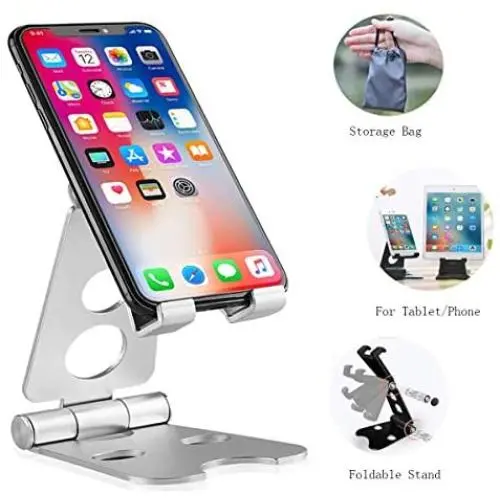 Adjustable Tablet Stand, Foldable Cell Phone Stand Holder Dock, Aluminum Universal Desk Stand Fit for iPhone,iPad,Tablet Display, Desktop Holder for Kindle Fire,Nitendo Switch,All Mobile Phone, Silver Adjustable Tablet Stand, Foldable Cell Phone Stand Holder Dock, Aluminum Universal Desk Stand Fit for iPhone,iPad,Tablet Display, Desktop Holder for Kindle Fire,Nitendo Switch,All Mobile Phone, Silver