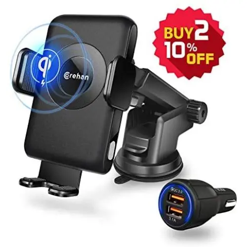 Qi Wireless Charger Car Mount - Corehan Automatic Clamping Car Fast Wireless Charger with Air Vent Phone Holder Dashboard Cell Phone Holder & Car Charger, Compatible with iPhone Samsung Phone (Black) Qi Wireless Charger Car Mount - Corehan Automatic Clamping Car Fast Wireless Charger with Air Vent Phone Holder Dashboard Cell Phone Holder & Car Charger, Compatible with iPhone Samsung Phone (Black)