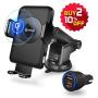 Qi Wireless Charger Car Mount - Corehan Automatic Clamping Car Fast Wireless Charger with Air Vent Phone Holder Dashboard Cell Phone Holder & Car Charger, Compatible with iPhone Samsung Phone (Black)