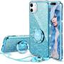 OCYCLONE for iPhone 11 Case, Cute Glitter Sparkle Bling Diamond Rhinestone Bumper with Ring Kickstand Women Girls Soft Blue Protective Phone Case for iPhone 11 [6.1 inch] 2019 - Blue