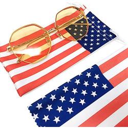 LUFF 4 Pack American Flag Glasses Pouch and Glasses Cloth USA Microfiber Soft Storage Bag