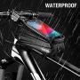 TOOVREN Bike Phone Bag Bike Front Frame Mount Bag,Cycling Waterproof Top Tube Handlebar Bag Bicycle Accessories with Touch Screen Holder Case Compatible with Phones Below 6.5 Inch iPhone 11 X XR 7/8