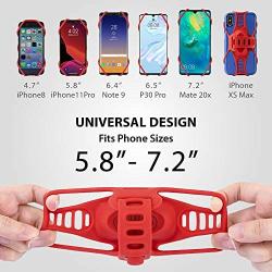 Bone Bike Tie Pro 3 Bicycle Phone Mount, Universal Bike Handlebar Holder (3rd Gen Pro) Compatible with iPhone 11 Pro Max X 8 Plus, Galaxy S10 S9 S8 Edge Note Series, Fits Devices 5.8" to 7.2" - Red