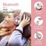 Bluetooth Headphones Over Ear, Pollini Wireless Headset V5.0 with Deep Bass, Soft Memory-Protein Earmuffs and Built-in Mic for iPhone/Android Cell Phone/PC/TV (Rose Gold)