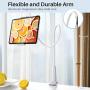 Tryone Gooseneck Tablet Stand, Tablet Mount Holder Compatible with iPad iPhone Series/Nintendo Switch/Samsung Galaxy Tabs/Amazon Kindle Fire HD and More, 30in Overall Length(White)