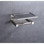 XVL Toilet Paper Holder with Mobile Phone Storage Shelf and Spring Roller, Brushed, G325A
