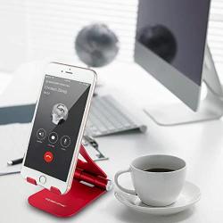 Desktop Cell Phone Holder Foldable, Adjustable Cell Phone Stands Tablet Holder Universal Aluminium Stands for Nintendo Switch iPhone iPad Pro Stand iPad Mini Stands and Holders for Desk - Red