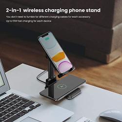 MEISO Wireless Charging Cell Phone Stand, Fully Foldable, Adjustable Phone Cradle,10W Max Qi-Enabled Wireless Charging Holder for iPhone 11/ES/MAX/XS/XR/X/8,AirPods/Pro,Samsung Galaxy S20/S10/S9/S8