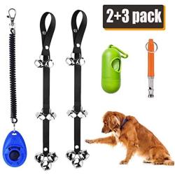 PETNOZ 2 Pack Dog Doorbells Premium Quality Dog Bells for Potty Training Adjustable Door Bells Training Your Puppy to Ring to Go Outside Large Loud Dog Bell with Clicker, Waste Bag, Dog Whistle