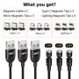 Magnetic Charger Phone Charging Cable USB Charger 360° & 180° Magnet Charging Cables Compatible with Micro Type C Iproduct (Black/3Pack/3.3FT/3.3FT/6.6FT)
