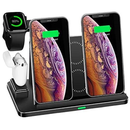 Zapuno Wireless Charging Station,8 in 1 Aluminum Alloy CNC Wireless Charger Stand 20W Wireless Fast Charger Dock with 45W PD Charger Compatible for iPhone/iPad/Apple Watch/Airpods and More