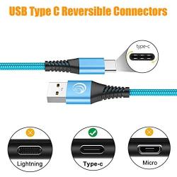 USB C Cable 3A Fast Charging 6FT 3Pack Nylon Type C Phone Charger Cord for Samsung Galaxy S9 S10 S10e S20 A10e A01 A11 A20 A21 A31 A41 A50 A51 A71, LG K51 Stylo 6 5 G8 V60, Moto G Stylus Power G7 Z4