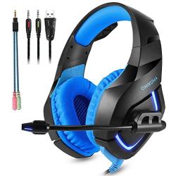 ONIKUMA Stereo Gaming Headset for PS4 Xbox One, Noise Cancelling Mic Over Ears Gaming Headphones with Microphone for Nintendo Switch Playstation 4 Laptop Smartphones and PC