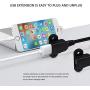 USB 2.0 Male to Dual Female Charging Extension Cable, Furniture nightstand USB Charging Port, Panel Mount Cable with Screw Hole Used for:Mobile Phones,Table Lamps,Portable Power and More 5 ft (1pc)