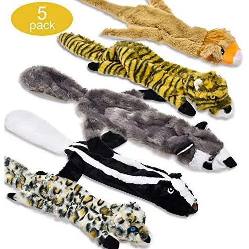 LECHONG Dog Squeaky Toys No Stuffing Plush Toys for Dogs, No Danger Dog Chew Toys for Small Medium and Large Dogs 5 Pack Dog Toys Set for Teething