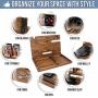 Brown Wash Wood Charging Station. Two Cell Phone Stand Holder. Men Gadget Dock Accessory Organizer. Nightstand Docking Tablet Father Desk Storage Decor Big Husband Dresser Valet Tray Dad Birthday Gift