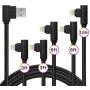 [5 Pack: 3ft/3ft/6ft/6ft/10ft] 90 Degree Gaming Cable Apple MFi Certified High-Speed Charging Cord Durable for iPhone Xs Max/Xs/XS Max/XR/X / 8/8 Plus / 7/7 Plus, and More (Black)
