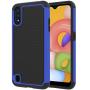 Dahkoiz Galaxy A01 Case with Tempered Glass Screen Protector [2 Pack], Armor Defender Cover Samsung Galaxy A01 Cases Dual Layer Hybrid Protective Phone Case for Samsung Galaxy A01, Blue