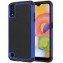 Dahkoiz Galaxy A01 Case with Tempered Glass Screen Protector [2 Pack], Armor Defender Cover Samsung Galaxy A01 Cases Dual Layer Hybrid Protective Phone Case for Samsung Galaxy A01, Blue