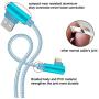 iPhone Charger Cable 10 FT 90 Degree iPhone Lightning Cable 3 Pack Right Angled Brided iPhone Charging & Syncing Cord for iPad/iPhone XS/Max/XR/X/8/7/6/iPod(Light Blue,10ft)
