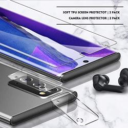 [ 4 Pack ] UniqueMe 2 Pack TPU Soft Screen Protector + 2 Pack Camera Lens Protector Tempered Glass for Samsung Galaxy Note 20 Ultra,[Anhydrous adsorption] Flexible Film HD TPU Clear Anti-Scratch Film