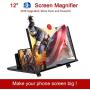 12 3D Screen Magnifier for Cell Phone, HD Smart Phones Screen Enlarger Projector Movie Amplifier with Foldable Stand for iPhone Xs/XR/X/8/8 Plus/7/7 Plus/6S Samsung Galaxy S7 and All Mobile Phones