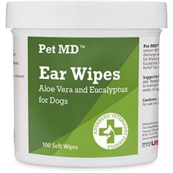 Pet MD - Dog Ear Cleaner Wipes - Otic Cleanser for Dogs to Stop Itching, Yeast and Mites with Aloe and Eucalyptus - 100 Count