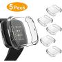5 Packs Screen Protector Compatible Fitbit Versa 2 Case, GHIJKL Ultra-Thin Slim Soft TPU Protective Rugged Case All-Around Plated Cover Bumper Shell for Fitbit Versa 2, Clear/Clear/Clear/Clear/Clear