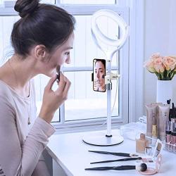 8" Selfie Ring Light with Stand & Cell Phone Holder LED Ringlight for Live Stream/Makeup/YouTube Video/Selfie/Vlog, Compatible with iPhone Xs Max XR Android