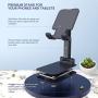 Cell Phone Stand Foldable, Adjustable Cell Phone Holder for Desk with Charging Port Sturdy Hands-Free Stand, Compatible with iPhone 11/11 Pro/11 Pro Max/Samsung Galaxy S20/S20 Ultra/S20 Plus (Black)