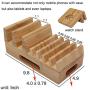 Bamboo Charging Station Organizer for Multiple Devices & Wood Desktop Docking Charging Stand Such As Cell Phone, Tablets, Phone Case and Watch Stand - Pezin & Hulin