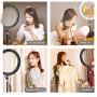 Selfie Ring Light with Tripod Stand with Phone Holder for, Live Stream,Self-Portrait Shooting (Black,1 X Fill Light +1 X Mobile Phone Clip +1 X Remote Control, 11.8in)