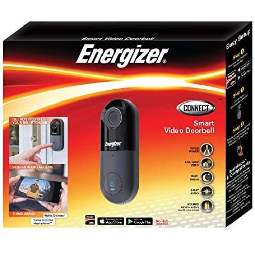 Energizer Connect Smart 1080p HD Video Doorbell with Cloud Storage and Remote Access Through Your Smartphone via iOS and Android App
