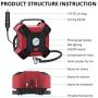 INCLAKE 12V DC Tire Inflator, Portable Air Compressor Pump with Analog Pressure Gauge and LED Light for Car, Bicycle, Motorcycle, Basketball, and Other Inflatables, Red INCLAKE 12V DC Tire Inflator, Portable Air Compressor Pump with Analog Pressure Gauge and LED Light for Car, Bicycle, Motorcycle, Basketball, and Other Inflatables, Red