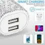 Bling USB Wall Charger,5V/2.4A Dual Port Quick Fast Charger Plug Cell Phone Block Adapter for iPhone 11/Xs/XS Max/XR/X/8/7/6/Plus,iPad Pro/Air 2/Mini 3/4,Android Samsung Note/Galaxy 9/8/7/10(1 Pack)