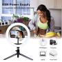 Ring Light with Tripod Stand and Phone Holder - 10&quotLED Cell Phone Ringlight for Makeup,Vlogs,Live Stream,YouTube Video,Photography,Self-Portrait Shooting,Desk Makeup Circle Lighting for iPhone/Android