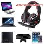 Sades Newly SA810 Over Ear Stereo Bass Gaming Headset Headphones with Noise Isolation Microphone for New Xbox One PC PS4 Laptop Phone Nintendo Switch(Red)