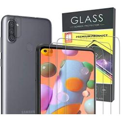 [5 Packs] MMY Galaxy A11 Screen Protector [3 Packs] + Camera Lens Protector [2 Packs] for Samsung Galaxy A11/M11 Tempered Glass Easy Install 9H Hardness HD Clear