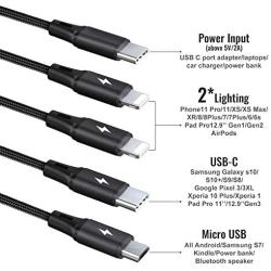 CHAFON USB C to Multi Charging Cable Short,4 in 1 Charging Cord Nylon Braided Adapter with Type C/Micro USB Compatible with Huawei,HTC,LG,Samsung Galaxy,Sony Xperia,Android Smartphones,Tablets and Mor
