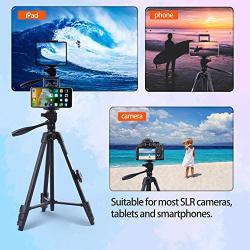 TESVERO Tripod for iPad iPhone,55" Lightweight Camera Tripod + Wireless Remote + Remote Holder + 2 in 1 Mount Holder for Smartphone (Width 2.2-3.3"),Tablet (Width 4.3-7.3")