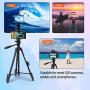 TESVERO Tripod for iPad iPhone,55" Lightweight Camera Tripod + Wireless Remote + Remote Holder + 2 in 1 Mount Holder for Smartphone (Width 2.2-3.3"),Tablet (Width 4.3-7.3")